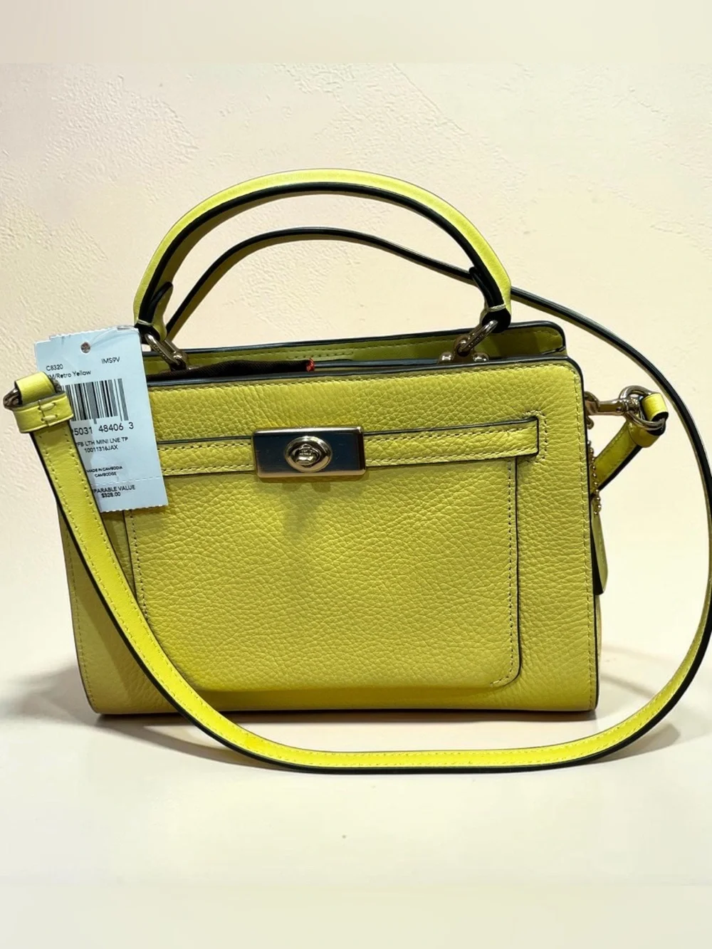 Coach Yellow Leather Top-Handle Satchel with Detachable Strap